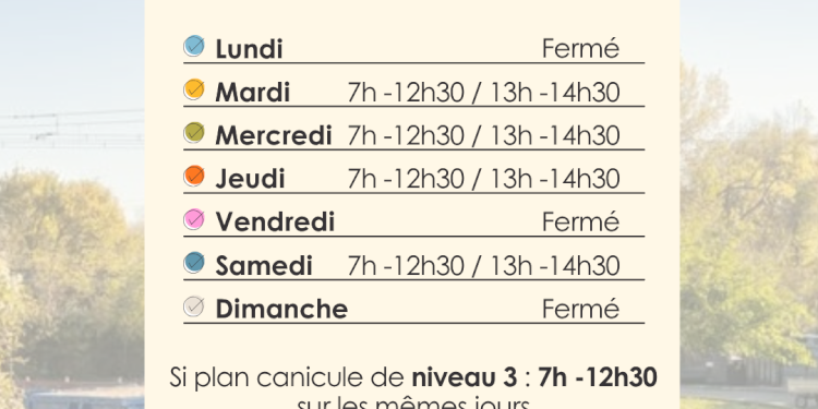 HORAIRES D'ÉTÉ DÉCHETERIE (juillet-août)