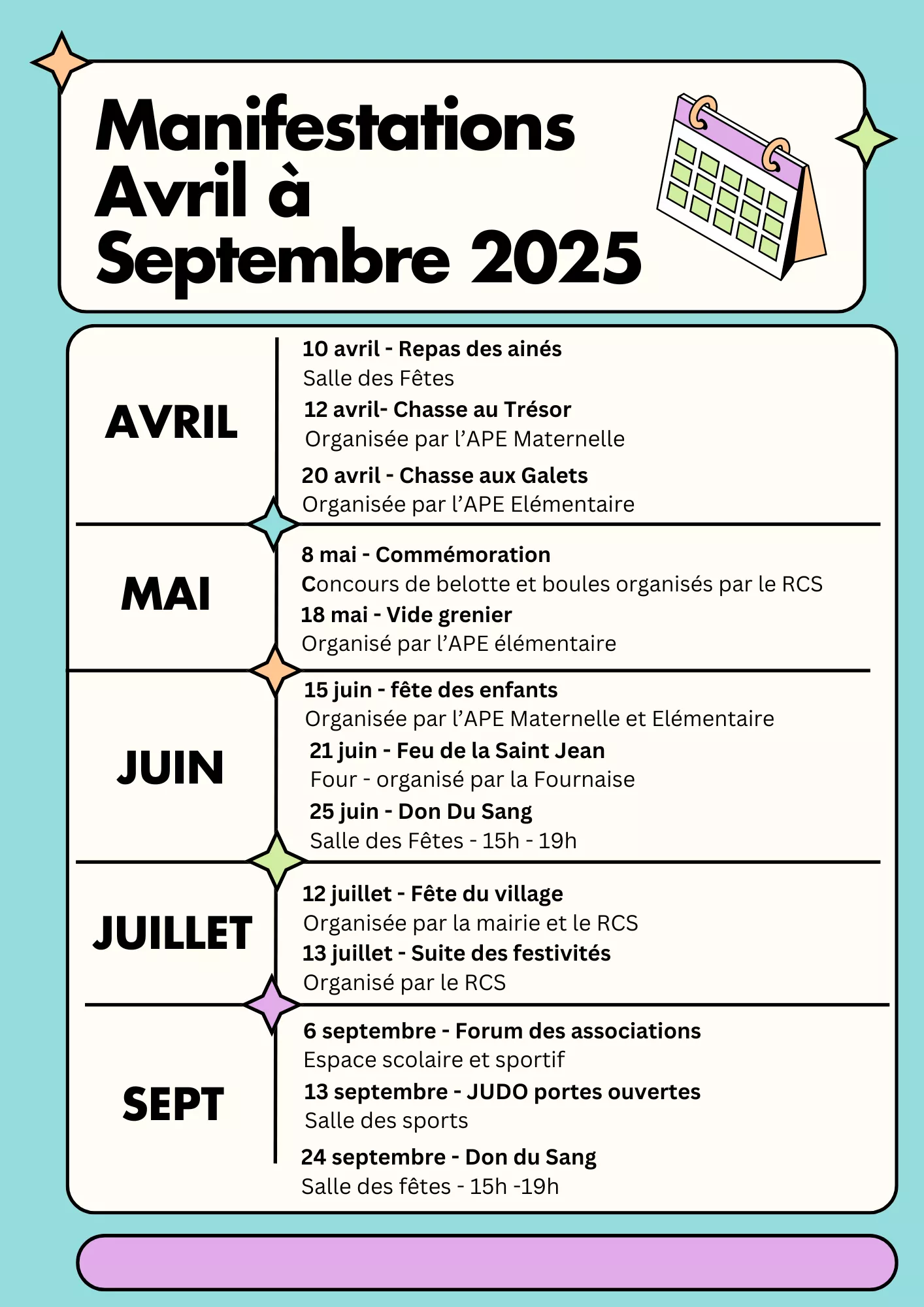 AGENDA DES MANIFESTATIONS