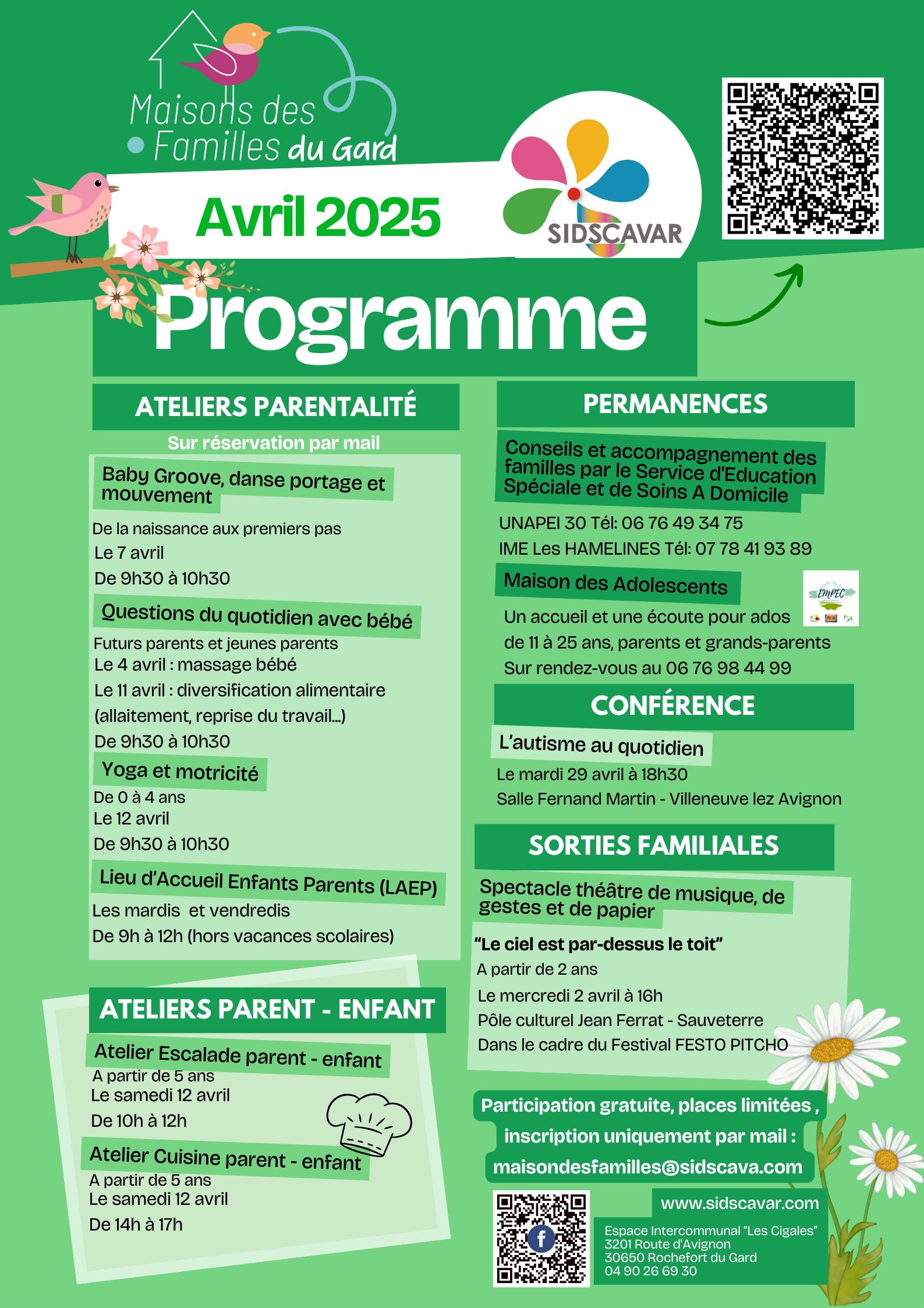 Programme d'Avril SIDSCAVAR Maison des Familles