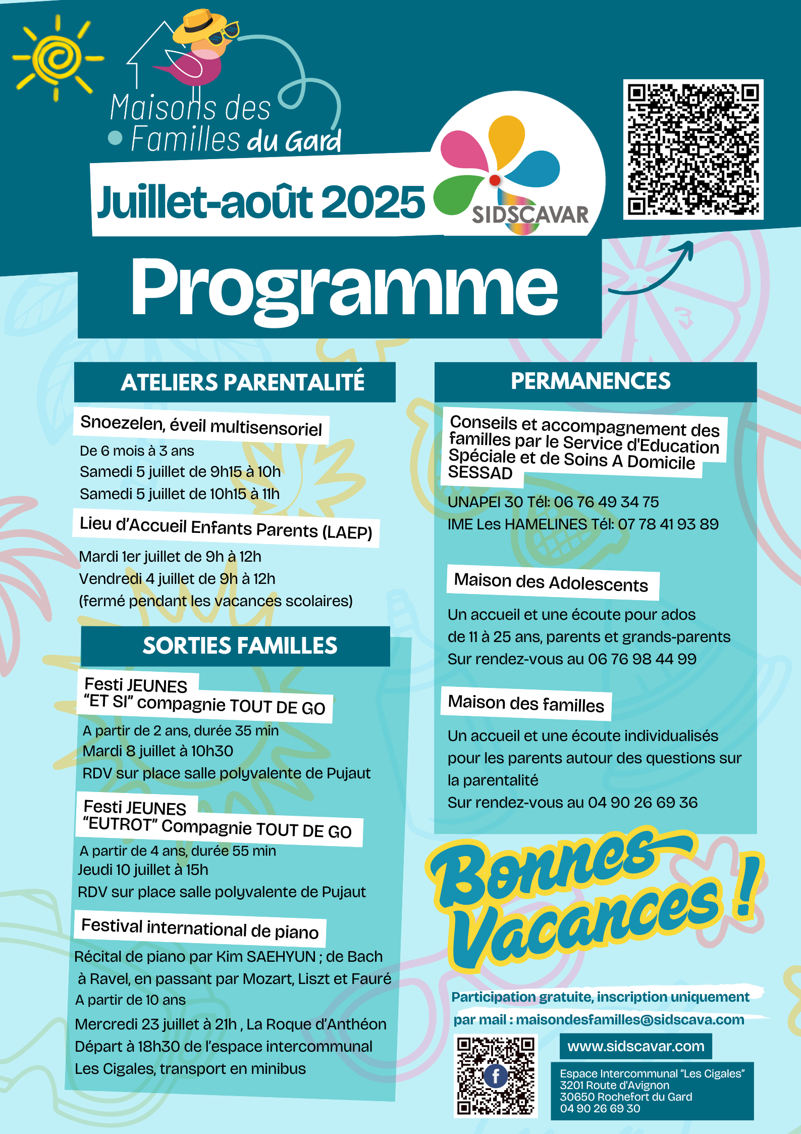 Programme JUILLET-AOUT SIDSCAVAR Maison des Familles