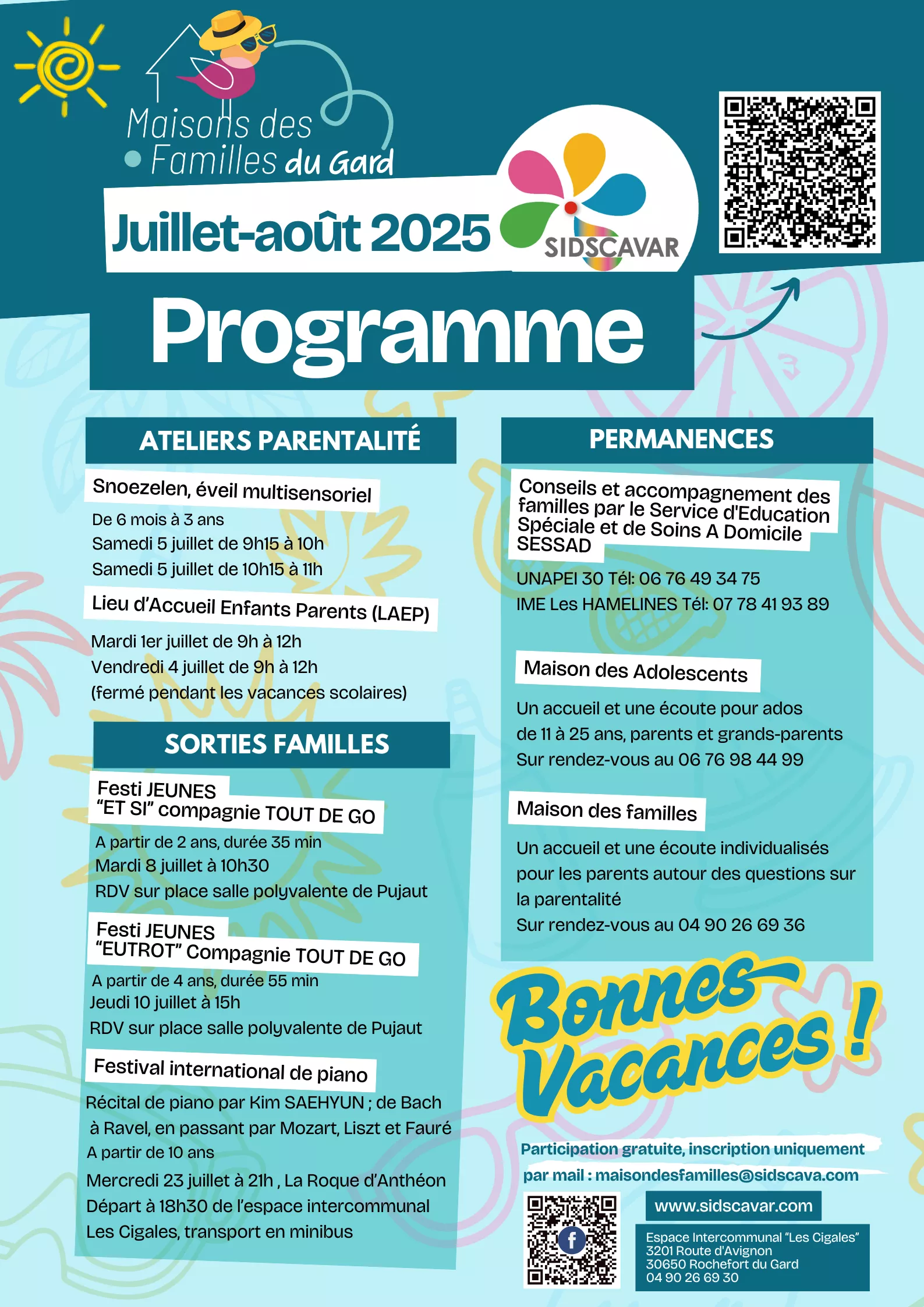 Programme JUILLET-AOUT SIDSCAVAR Maison des Familles