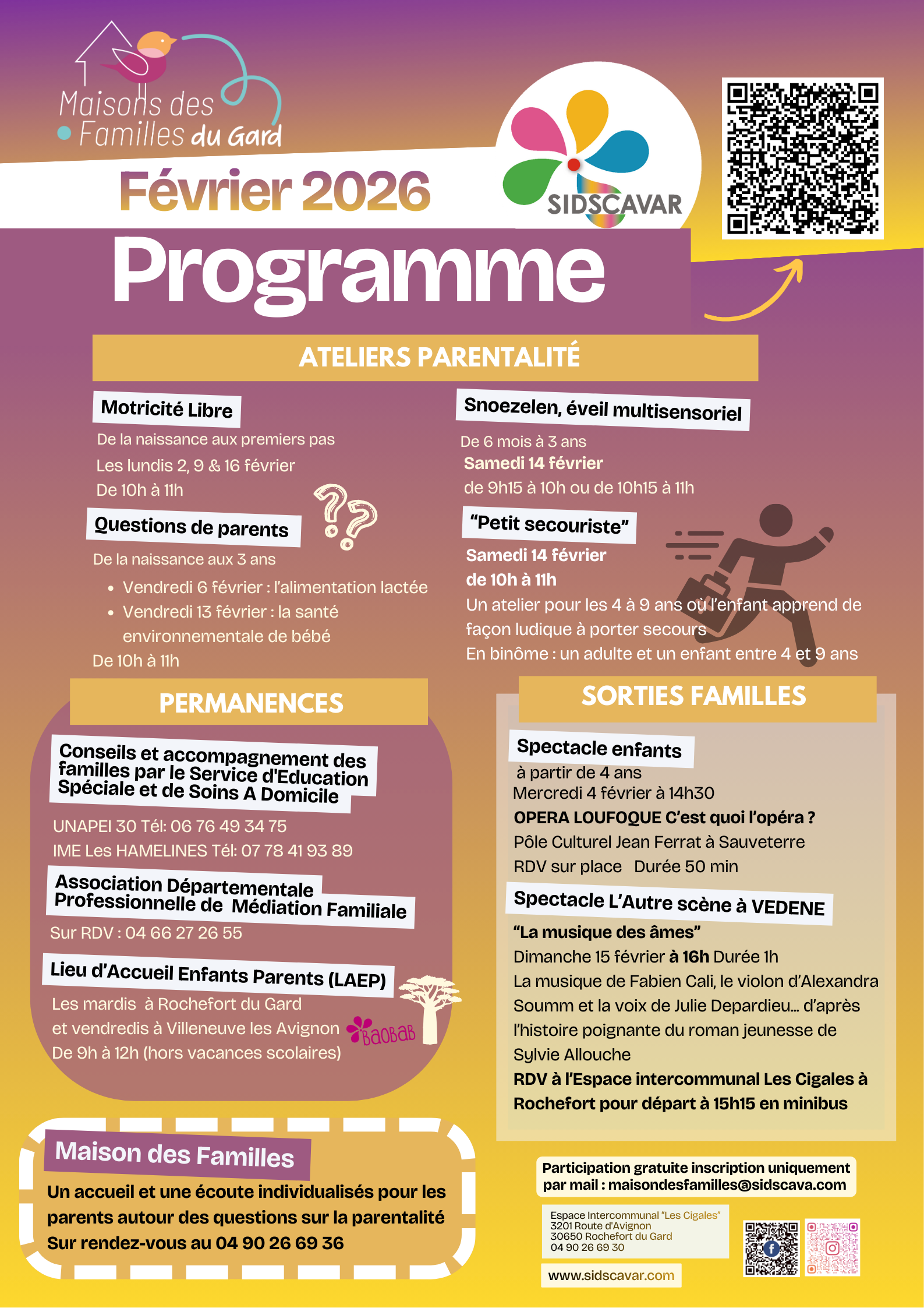 Programme de Février SIDSCAVAR Maison des Familles