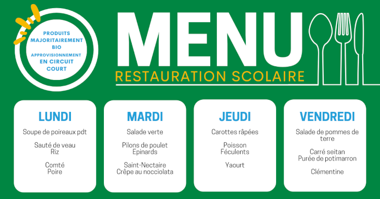 MENU DU 18 AU 22 NOVEMBRE