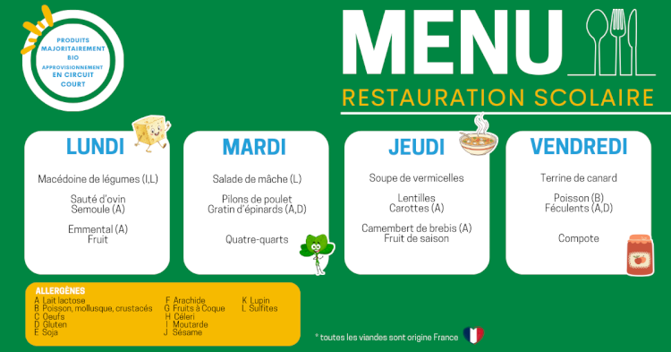MENU DU 02 AU 06 FÉVRIER