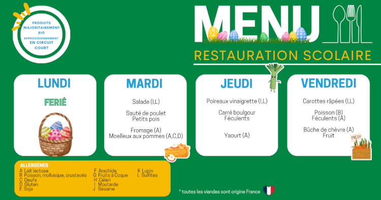 MENU DU 06 AU 10 AVRIL