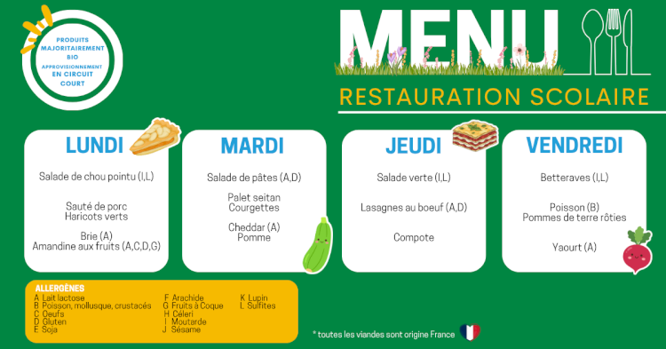MENU DU 18 AU 22 MAI